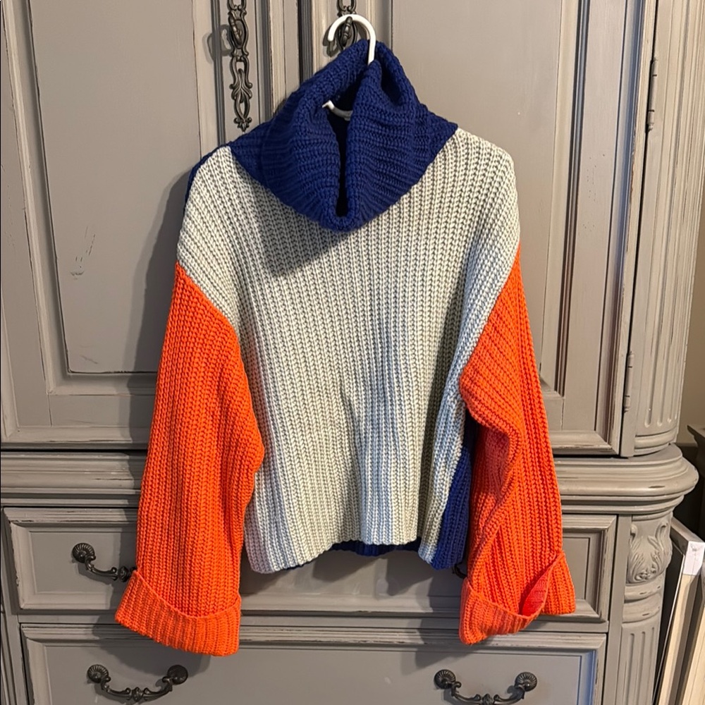 Colorblock Turtleneck Sweater